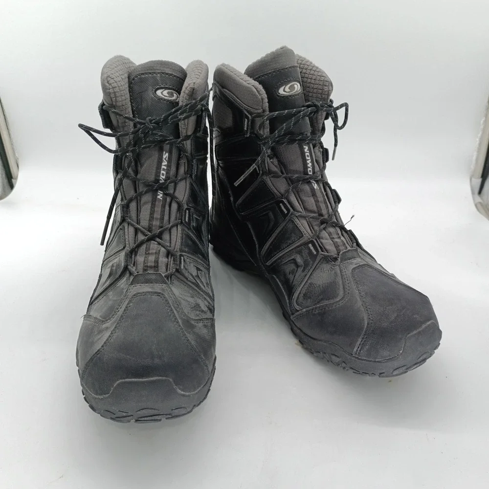 Salomon Snowcat WP Waterproof Winter Boots Mens 13 Black Grey 307608 s7